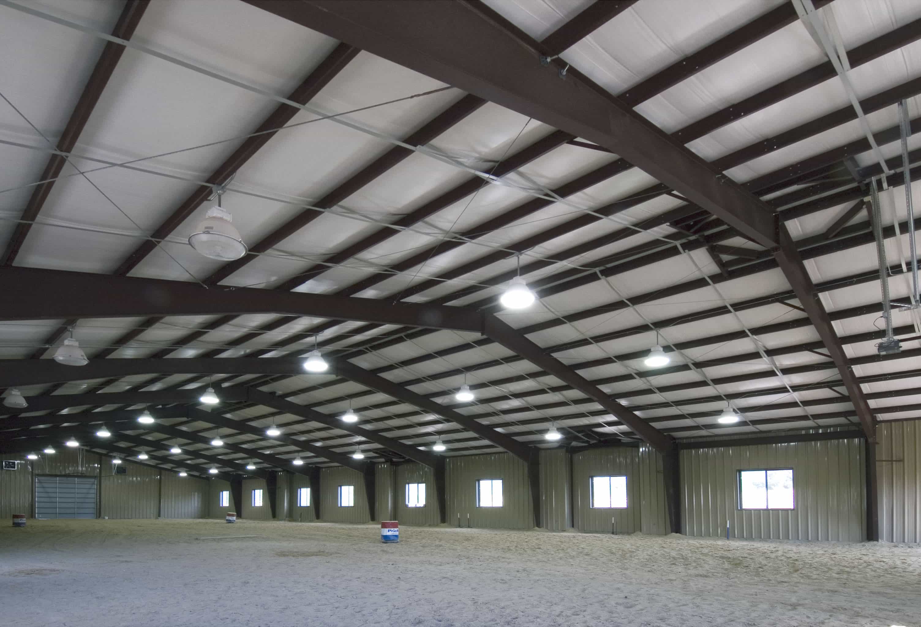 Inside view of insulated steel building