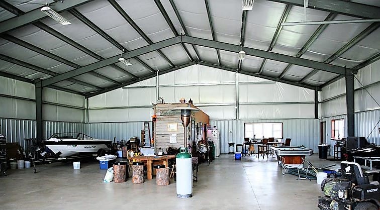 steel building with gray columns