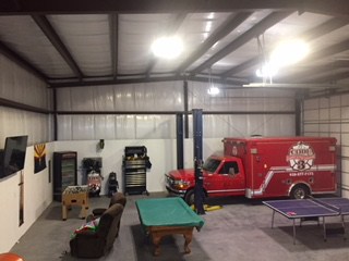 Inside steel building with insulation
